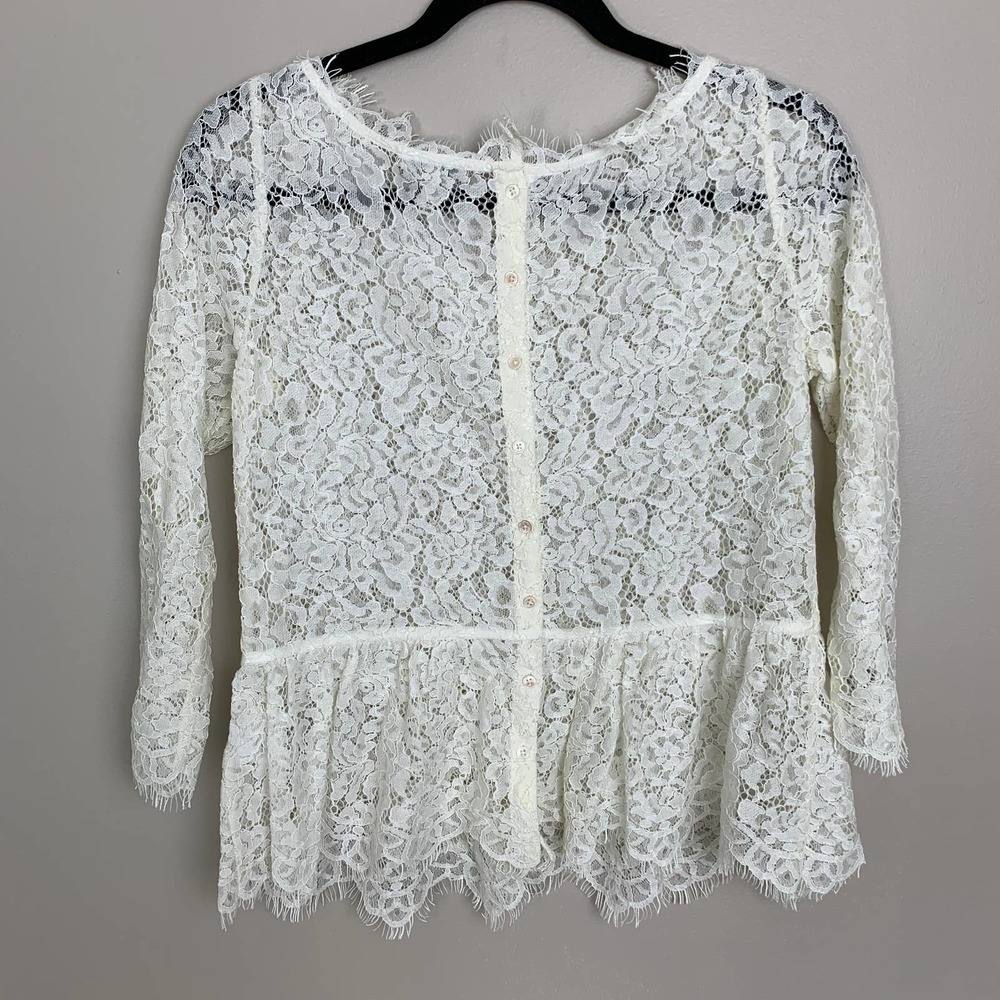Joie Koda Ivory Lace Peplum Top - Size XS - Picture 6 of 9